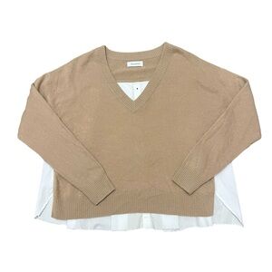 Naadam Mixed Media Cashmere V-Neck Sweater